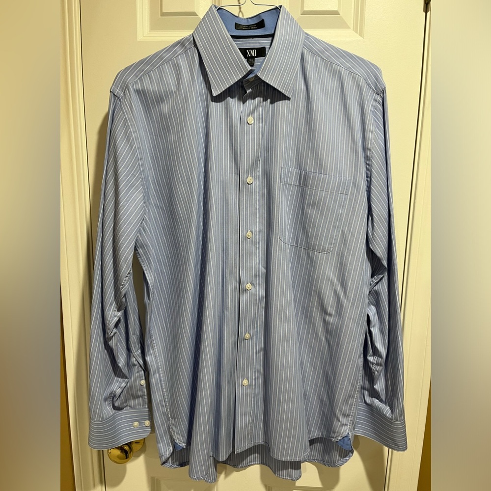 XMI Men’s Blue Striped 16 1/2 - 34/35 Dress Shirt